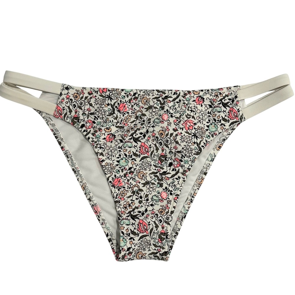 Abercrombie & Fitch Womens Floral Original Cheeky Bikini Bottom White Large NEW